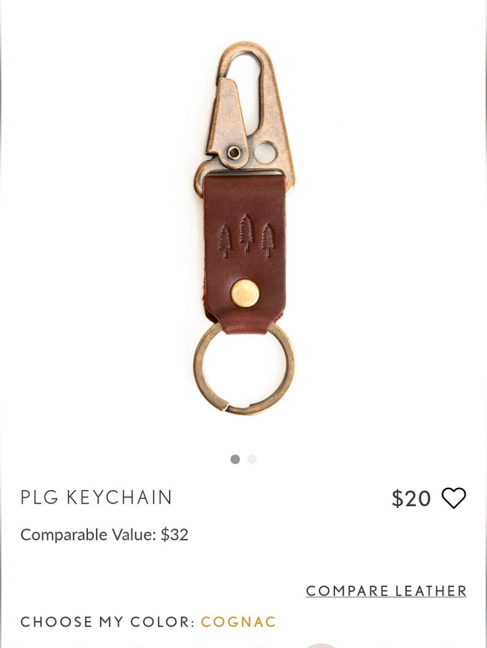 Portland Leather Goods Keychain in COGNAC
